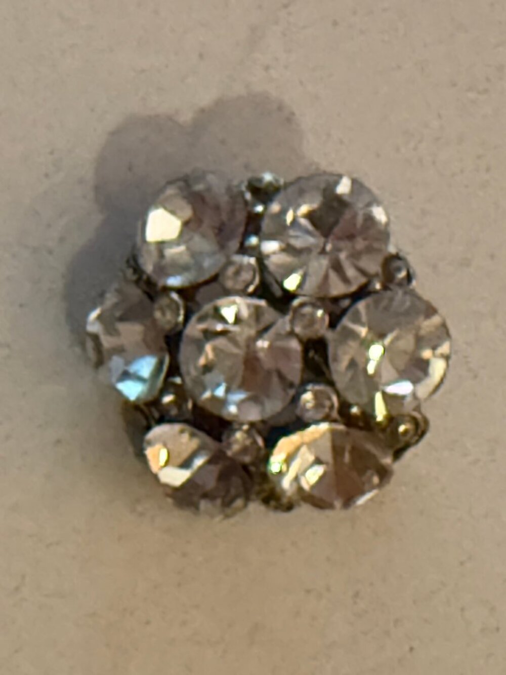 Vintage Mid-Century Rhinestone Scatter Pin Floral Brooche Silver-Tone